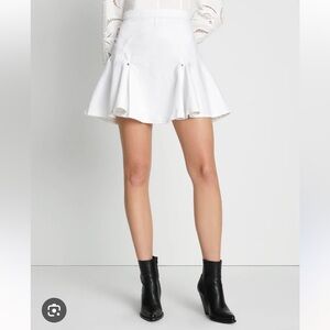 7 For All Mankind Flared White Denim Skirt